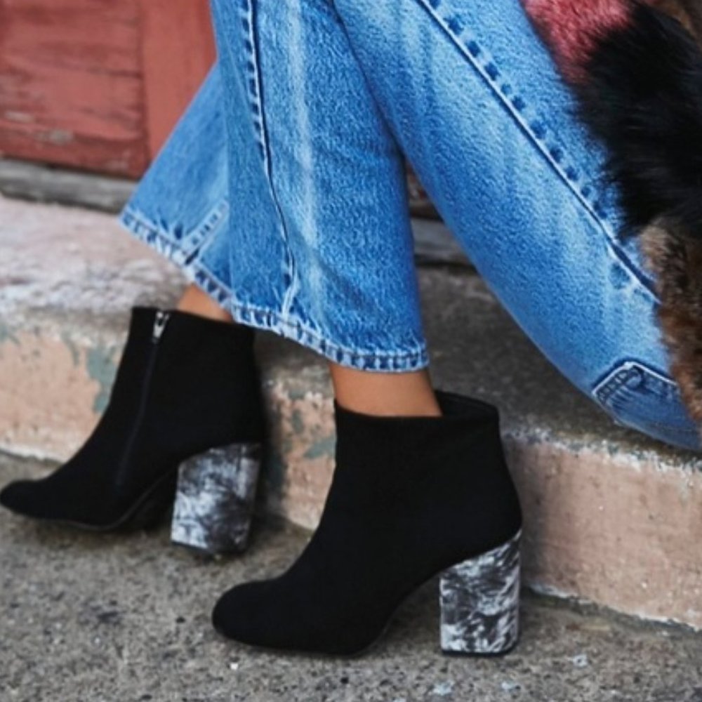 Free People Paramount Suede & Crushed Velvet Boots